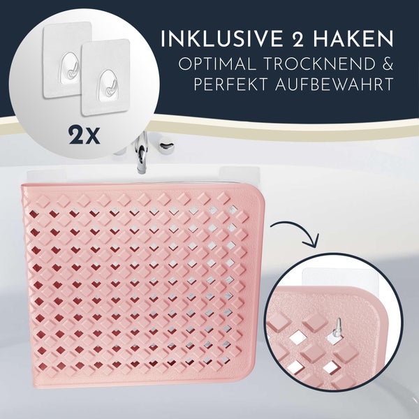 Homerella Badewannenmatte rutschfest Hautsensitiv 88x39cm, INKL. AUFHÄNGUNG | Antirutschmatte Badewanne BPA frei | Duschmatte schimmelresistent & maschinenwaschbar | Badematte rutschfest
