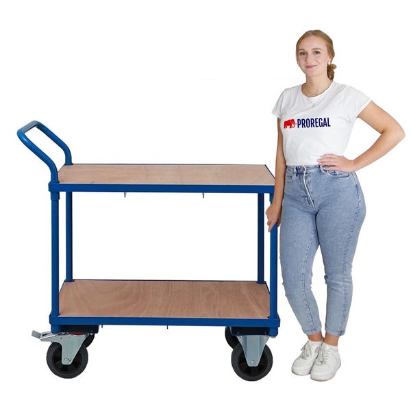 PROREGAL Profi Tischwagen mit 2 Etagen HxBxT 95 x 50 x 97 cm Traglast 400 kg Lichtblau