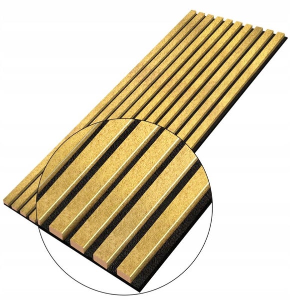 Akustikpaneel CLAMARO Gold mit Struktur MDF 2750 x 460 x 18 mm