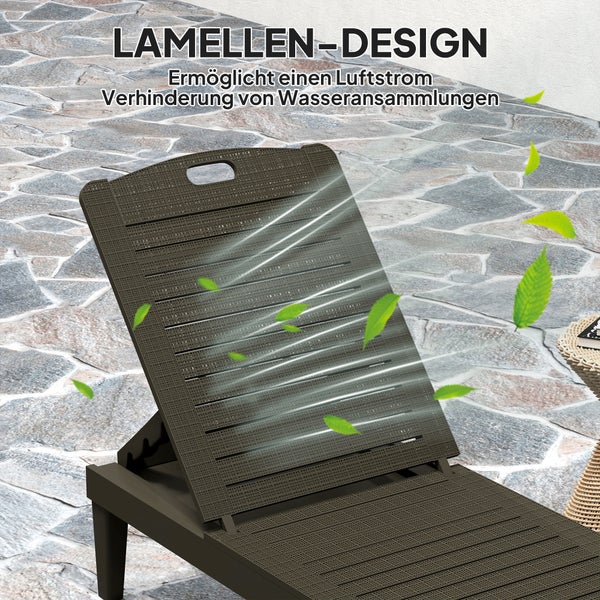 Gartenliege mit Lamellendesign für Luftzirkulation und Wasserablauf