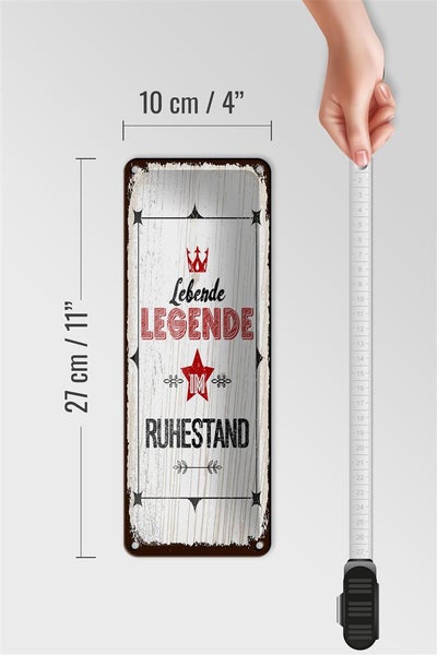 Blechschild Spruch Lebende legende im Ruhestand 10x27cm Dekoration