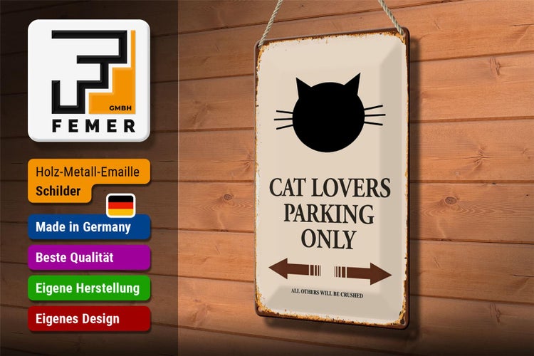 Blechschild Spruch 20x30cm cat lovers parking only Katze