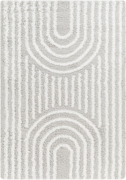 Boho Hochfloriger Shaggy Teppich Weiß/Grau 160x220 cm CHRISTINA