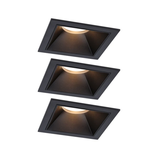 LED Einbauleuchte 3-Step-Dim Cole Coin 3er-Set IP44 eckig 88x88mm Coin 3x6W 3x470lm 230V dimmbar 2700K Schwarz