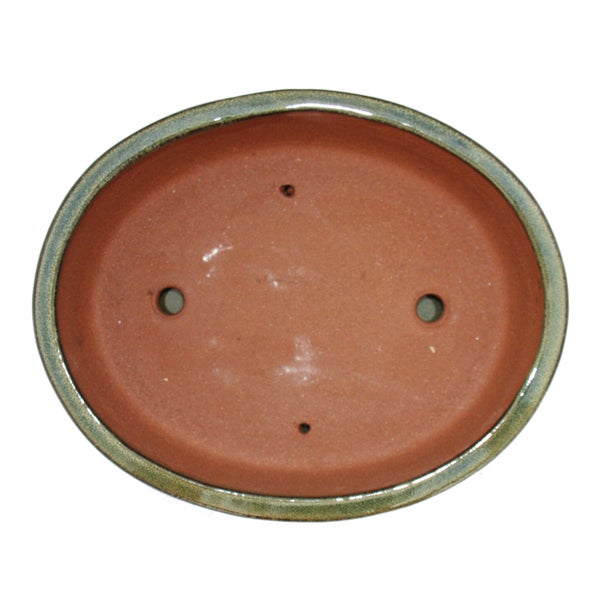 Bonsai-Schale mit Unterteller Gr. 5 - oliv-braun - oval O1 - L 31cm - B 24cm - H 9cm