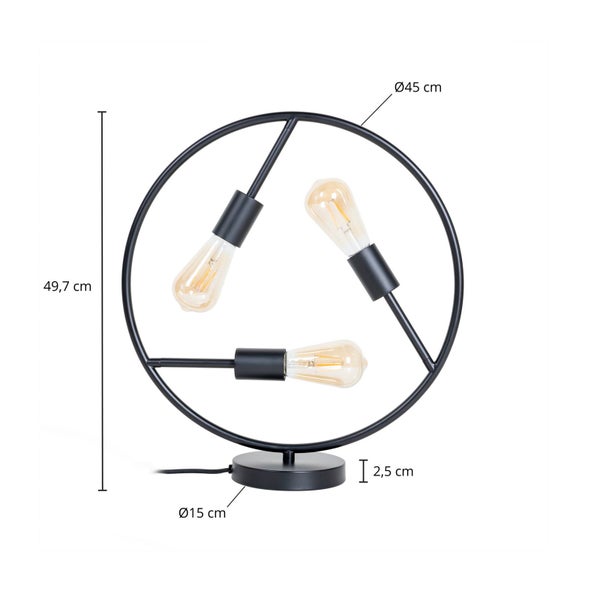 Dekorative Tischleuchte mit drei Glühbirnen und kreisförmigem Design