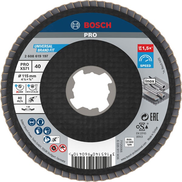 Bosch PRO X571 X-Lock Fächerschleifscheibe 115 mm G40 - 2608619197