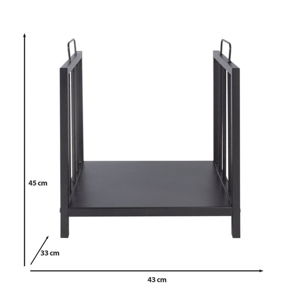 FLOORDIREKT Kaminholzregal Limnos - Schwarz - Minimalistisches Brennholzregal - für Innen und Außen - 43 x 45 x 33 cm