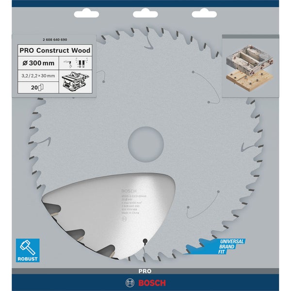 Bosch PRO Construct Wood Kreissägeblatt 300 x 3,2 x 30 mm - 2608640690