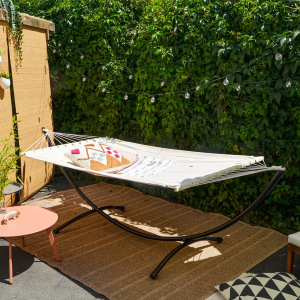 AMANKA Doppel Hängematte mit Gestell - 200x120 Garten Hängeliege - Outdoor Hängemattengestell Metall