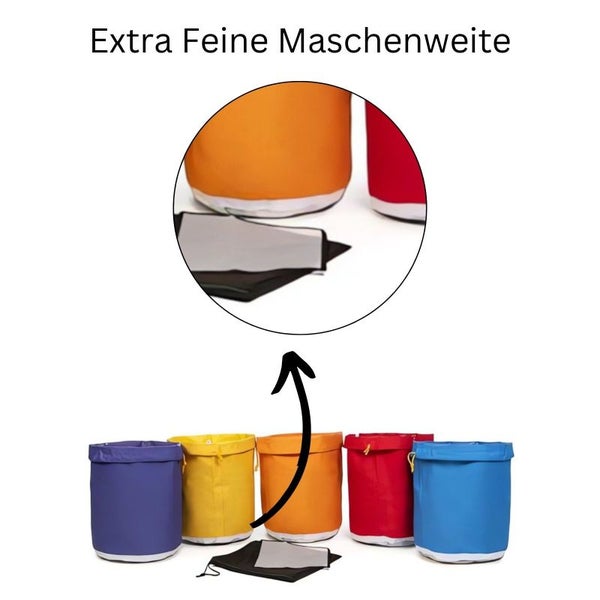 Extraktorbeutel 5er Set – 19 Liter, Hochwertiges Material, Verschiedene Maschenabstände (25/45/70/120/190 Mikron) für Optimale Harzgewinnung & Reine Kristalle
