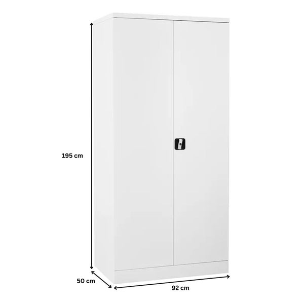 PROREGAL Stahlschrank Bee 8 Fachböden HxBxT 195 x 92 x 50 cm Pulverbeschichtetes & Verstärktes Fachbodenmaterial Weiß & Weiß