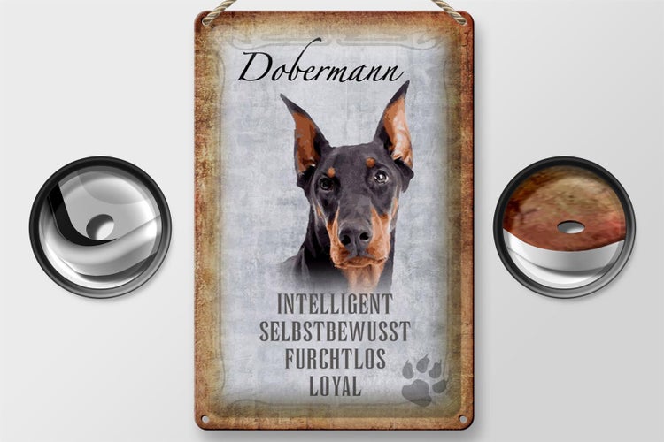 Blechschild Spruch 20x30cm Dobermann Hund loyal Schild