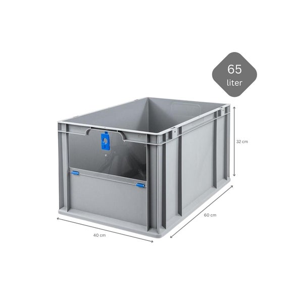 PROREGAL Eurobox NextGen Insight Cover HxBxT 32 x 40 x 60 65 Liter Hoch/Blau Eurobehälter Transportbox