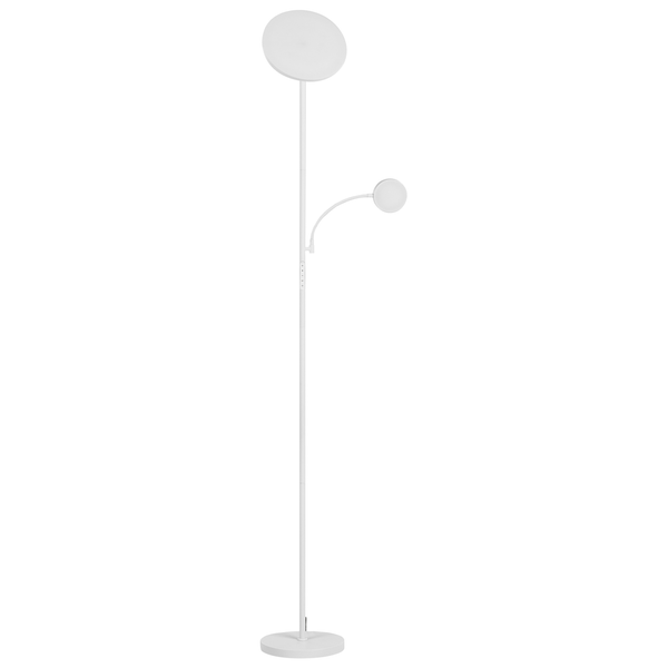 Moderne LED Deckenfluter Stehleuchte mit Leselicht und verstellbarem Arm aus Metall