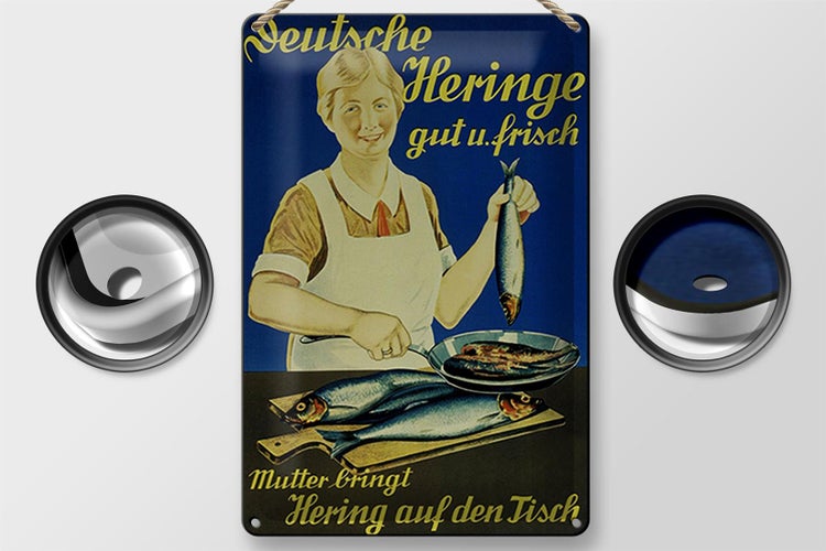 Blechschild Spruch 20x30cm Fisch Deutsche Heringe gut frisch