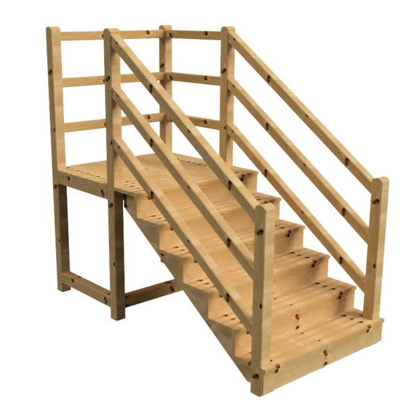 Holztreppe mit Geländer für den Garten