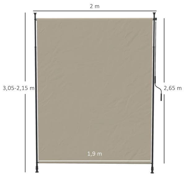 Outsunny Senkrechtmarkise, Vertikalmarkise, 200 x 215-305 cm, Alu, Sand