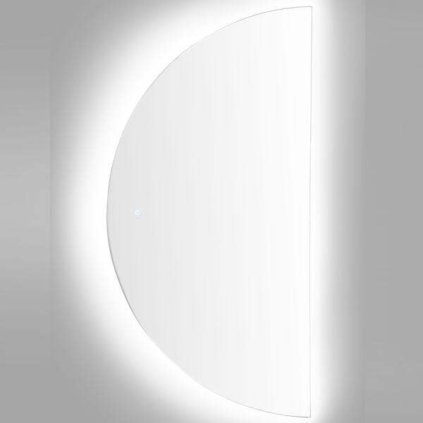 Halbrunder LED Wandspiegel mit integrierter Beleuchtung und Touch Sensor