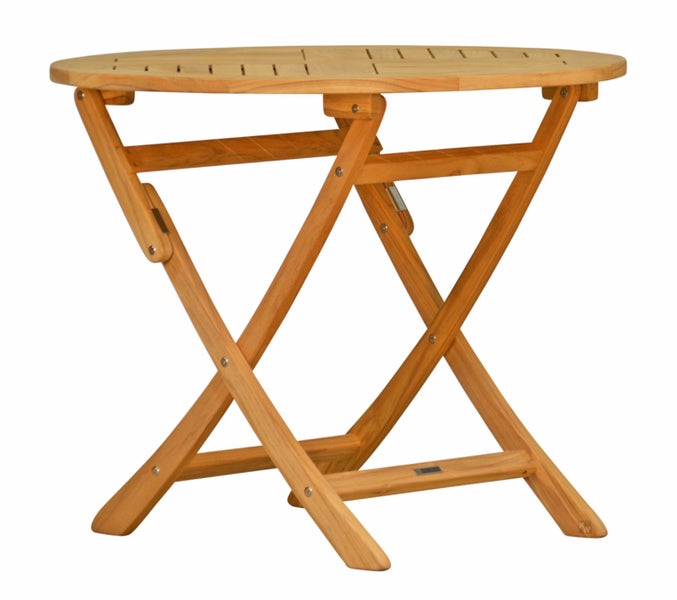 Klapptisch Holz Garten Terrasse und Balkon Camping Teak Tisch praktisch klappbar rund 110 cm wetterfest massiv premium