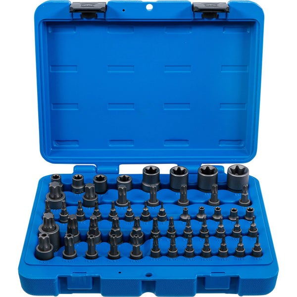 BGS Bit-Einsatz- und Steckschlüssel-Einsatz-Satz E-Profil / T-Profil (für Torx) / T-Profil (für Torx) mit Bohrung / TP-Profil (für Torx Plus) 52tlg. - 9839