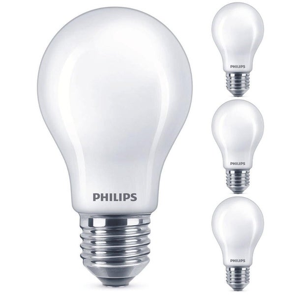 Philips LED Lampe ersetzt 40 W, E27 Standardform A60, weiß, warmweiß, 475 Lumen, dimmbar, 4er Pack