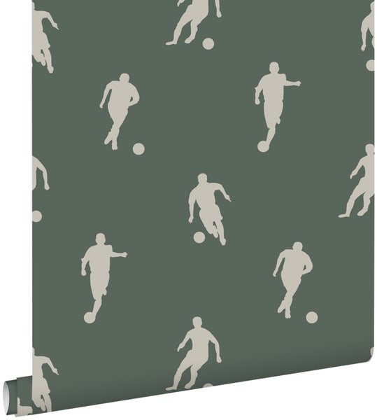 ESTAhome Tapete Fußballspieler Dunkelgrün - 53 cm x 10.05 m - 139507