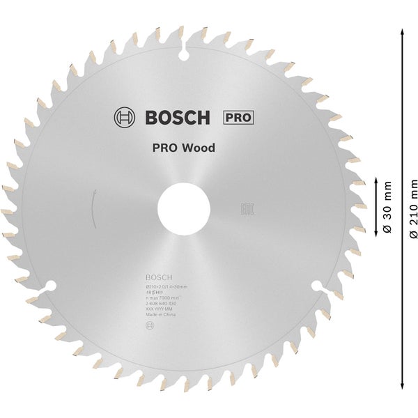 Bosch Pro Wood Kreissägeblatt, 210 Millimeter Durchmesser