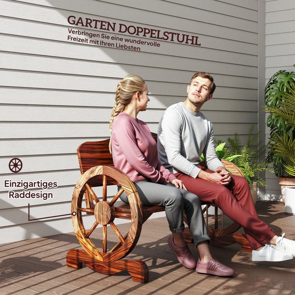 Doppelter Gartenstuhl mit Raddesign, ideal zum Entspannen im Freien