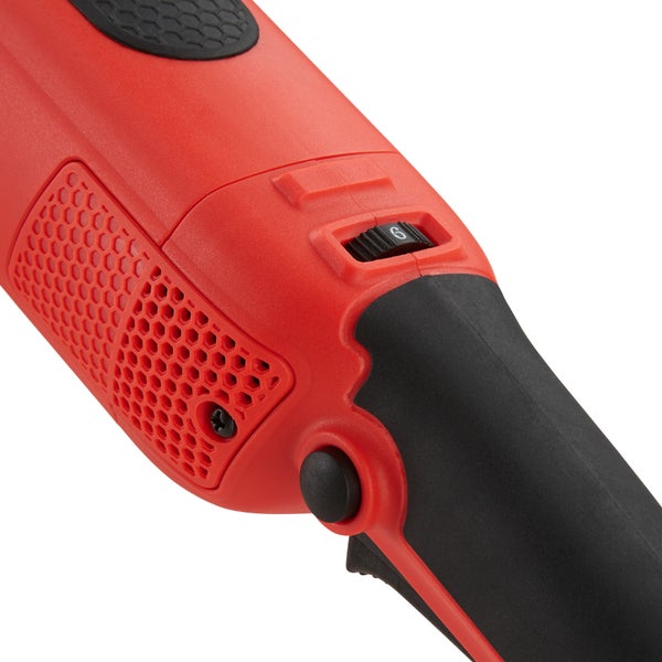 Detailansicht eines roten Multifunktionswerkzeugs mit Geschwindigkeitsregler