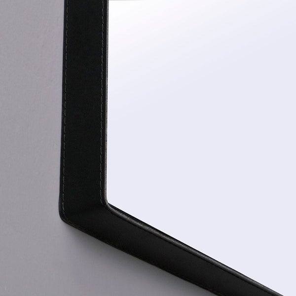 Rechteckiger Spiegel 70x50 cm mit Rahmen in Schwarzem Leder Modernes Design