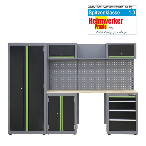 Werkstattwand 13-tlg. Modulares Werkstattschranksystem aus Stahl mit Lochwand Werkstatteinrichtung