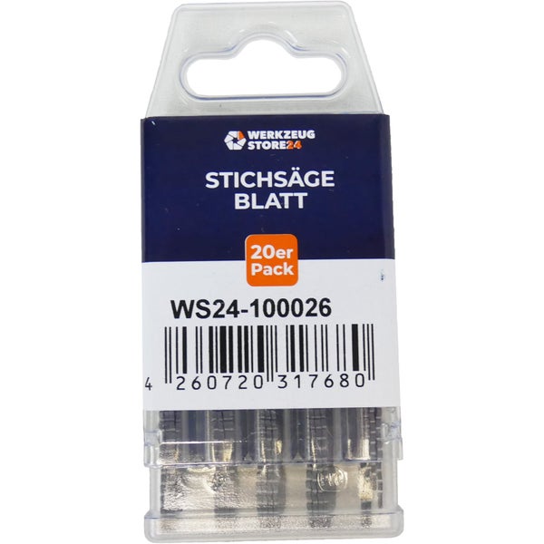 Werkzeug Store24 Logo. Packung mit 20 Stichsägeblättern