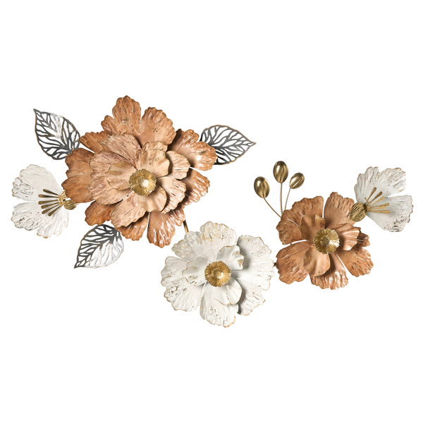 Dekorative Wanddekoration mit Blumen und Blättern aus Metall