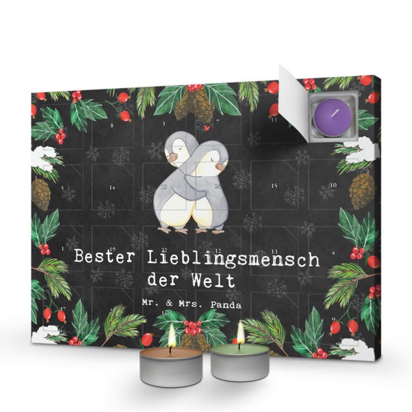 Mr. & Mrs. Panda Duftkerzen Adventskalender Pinguin Bester Lieblingsmensch der Welt - Schwarz