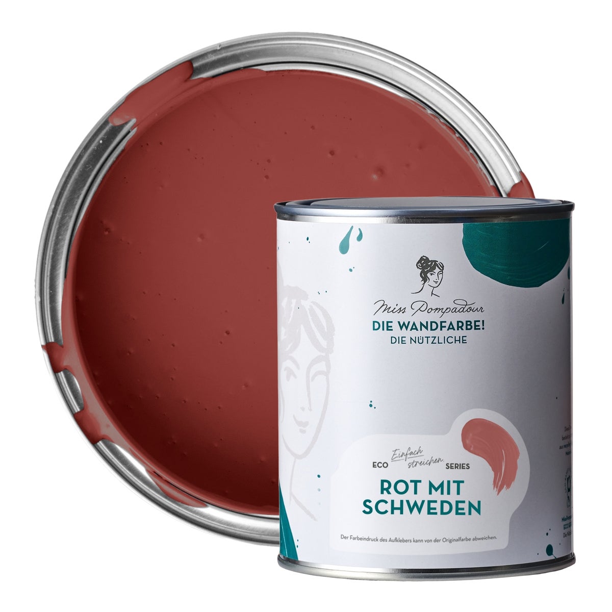 MissPompadour abwaschbare Wandfarbe 1L Rot mit Schweden - hohe Deckkraft und Ergiebigkeit - matte, scheuerbeständige Innenfarbe - geruchsarm, wasserbasiert, atmungsaktiv - Die Nützliche