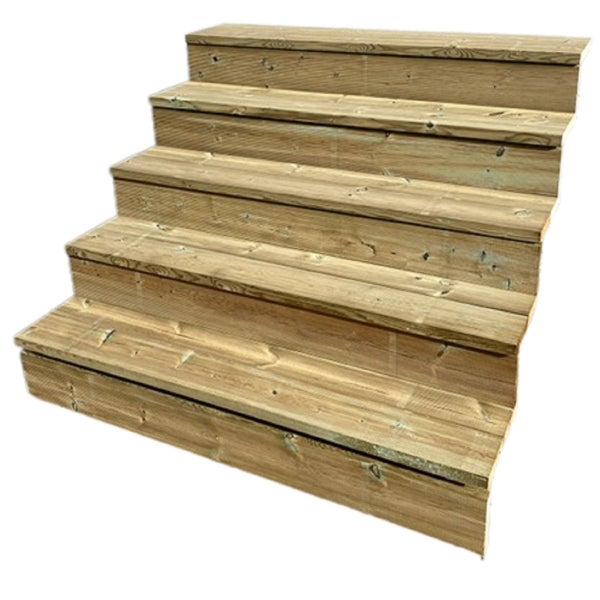 Außentreppe, Gartentreppe, Terrassentreppe  Holz H88cm 5 Stufen, Breite 140cm, MIT Setzstufen