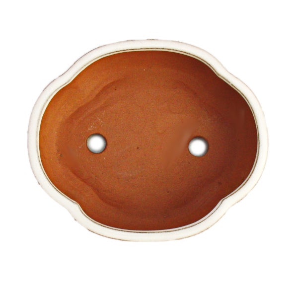 Bonsai-Schale mit Unterteller Gr. 3 hellbeige haitang/oval  Modell I5 L 17cm B 14cm H 5,5cm