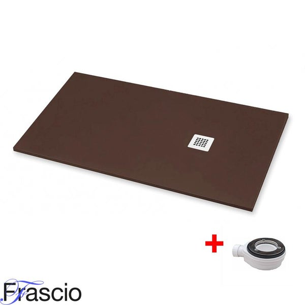 Duschwanne 80X80 cm Vulcano Line Slim Schokoladenfarbe Ral 8017 aus Kunstharz und Marmorpulver mit freiem Abfluss - FRASCIO