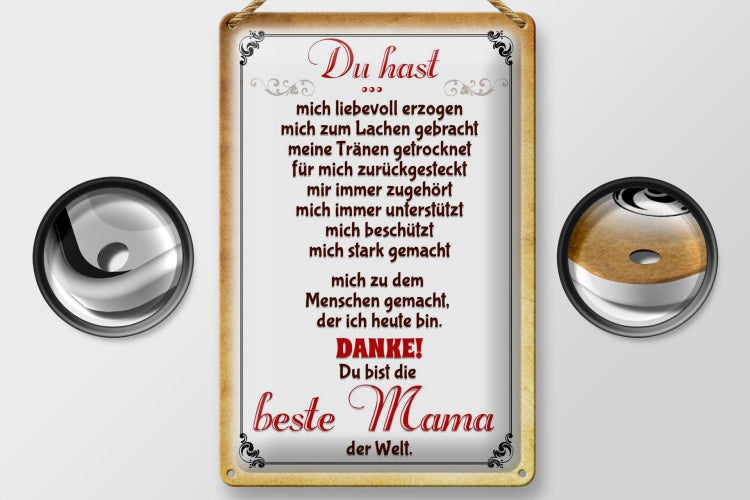 Blechschild Spruch 20x30cm Danke du bist die Beste Mama