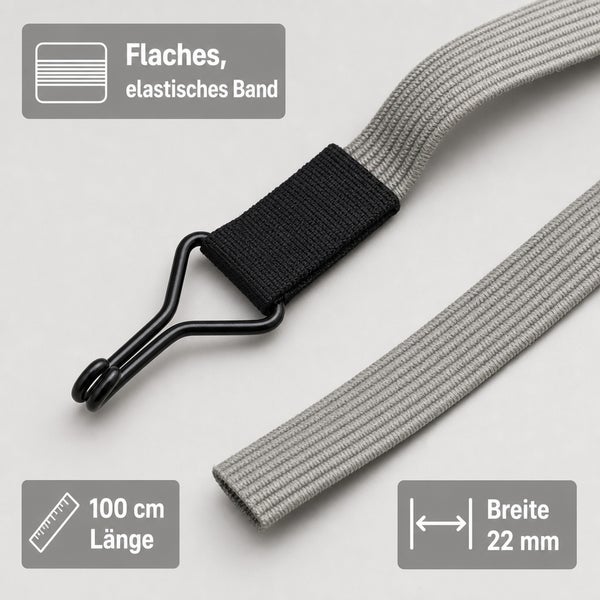 Flaches elastisches Band mit Haken 100 Zentimeter lang und 22 Millimeter breit für Befestigungen