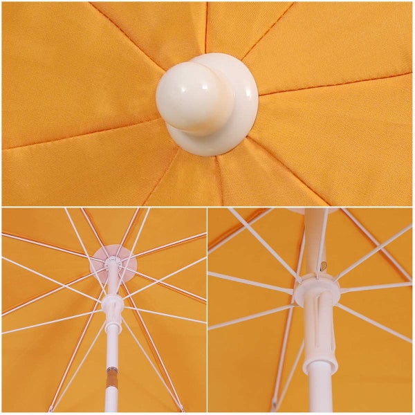 RESCH Sonnenschirm für Strand Orange, Ø 200 cm, Gartenschirm, UV-Schutz bis UPF 50+, knickbar, Sonnenschutz Balkon, tragbar, Schirmrippen aus Glasfaser