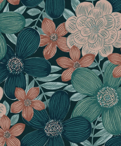 Masureel Tapete Blumen Grün - 53 cm x 10.05 m - 632004