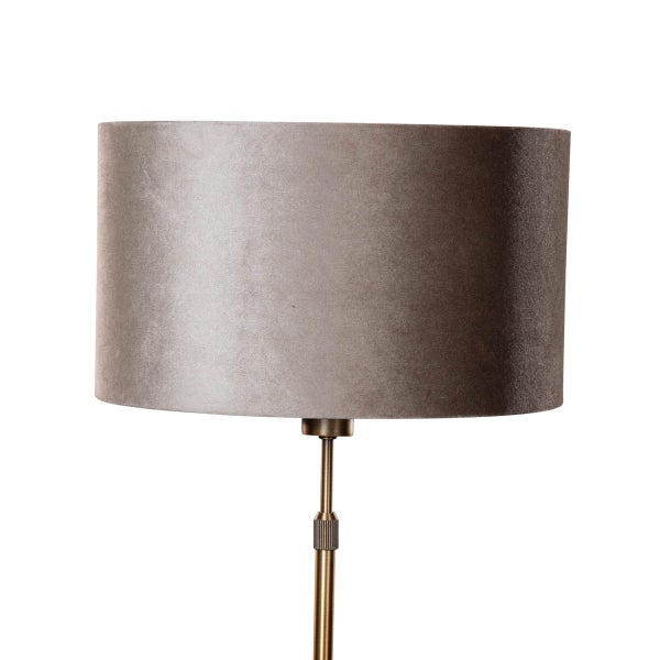 Tischleuchte Bronze mit taupefarbenem Samt-Schirm 35cm - Parte