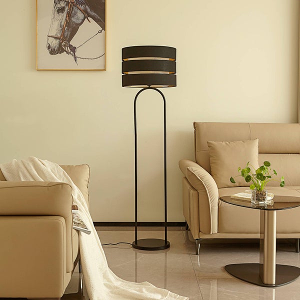 Lindby Stehlampe Tsomo (Skandinavisch) in Schwarz aus Textil (1 flammig, E27) - Stehleuchte Standleuchte Floor Lamp Wohnzimmerlampe Wohnzimmerleuchte