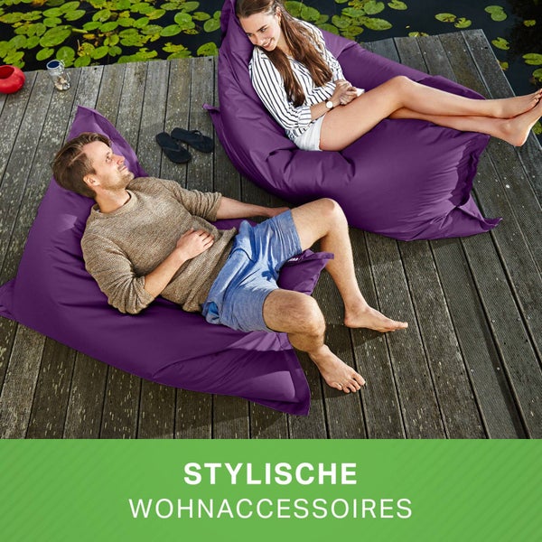 Green Bean Sitzsack 120x160cm 270 Liter Kinder & Erwachsene Bean Bag EPS Perlen Füllung Riesensitzsack Groß Draußen Outdoor Liegekissen Waschbar Wetterfest Lounge Chair Sitzkissen Bodenkissen Lila