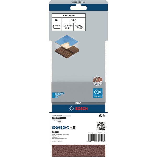 Bosch PRO X440 Schleifband 100 x 560 mm 40 - 2608606113