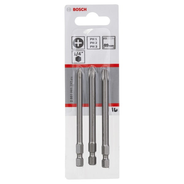 Bosch Schrauberbit-Set Extra-Hart, 3tlg. PH1, PH2, PH3, 89 mm - 2607001757
