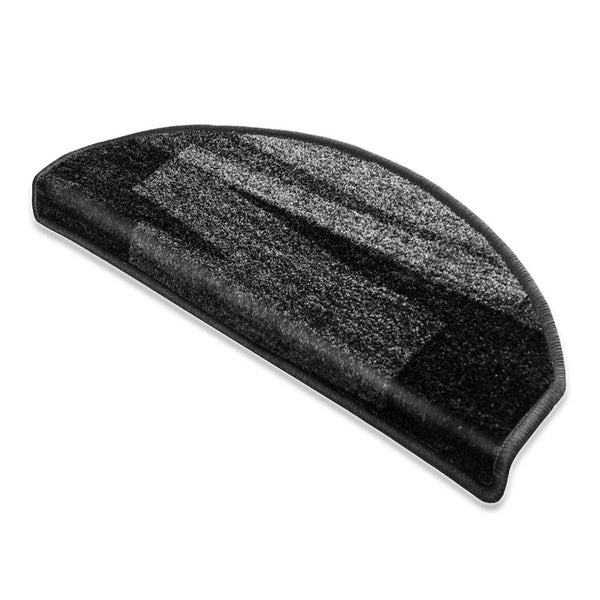 FLOORDIREKT Stufenmatte Via Veneto Schwarz Halbrund 23,5 x 65 cm