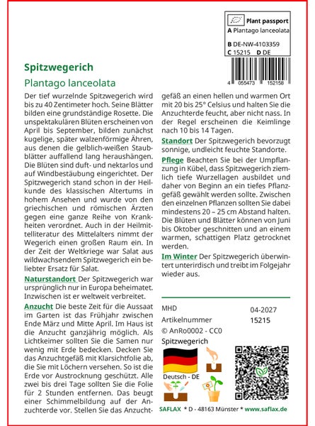 SAFLAX  - Spitzwegerich - Plantago lanceolata - 100 Samen
